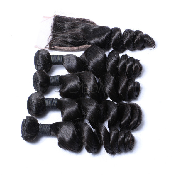 Indian Hair Extensions With Closure 100% Human 8-30inch Hair Bundles    LM038